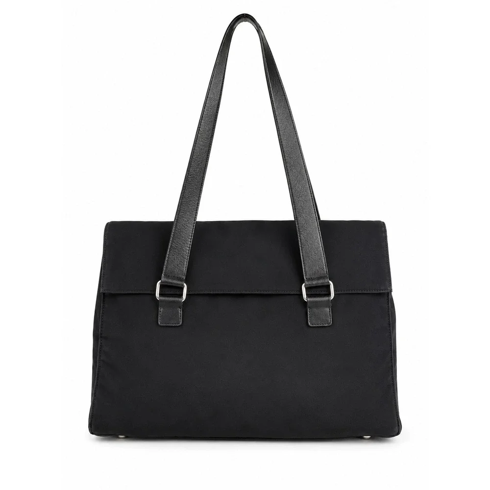 Hobo International Black Nylon Briefcase Tote Everyday Laptop Bag Shoulder Bag